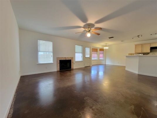 Empty room, Fireplace, Interior, Pendant Lights