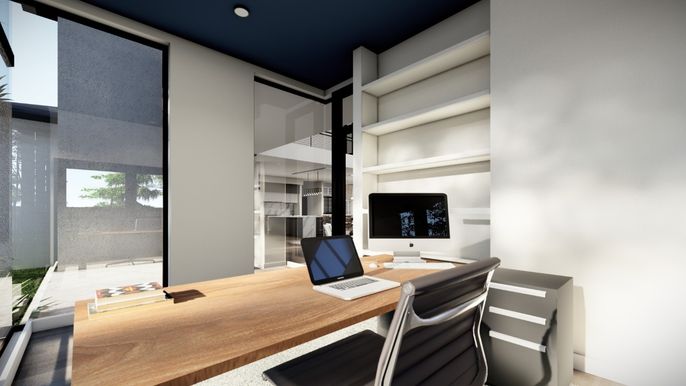 Home Office, Interior, Recessed Lighting