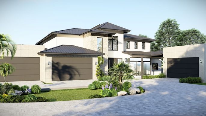 Attached, Exterior, Facade, Modern