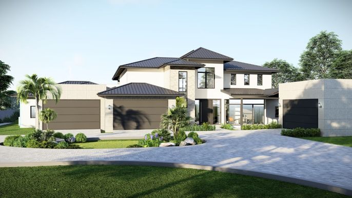 Attached, Exterior, Facade, Mediterranean