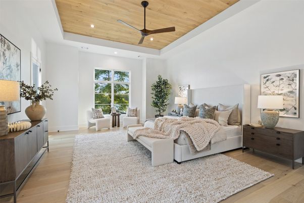 Bedroom, Interior, Living room, Recessed Lighting, Wooden Ceilings, Wood Texture Flooring