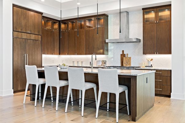 Interior, Kitchen, Pendant Lights, Recessed Lighting, Wood Texture Flooring