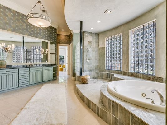 Bathroom, Glass Shower, Interior, Recessed Lighting