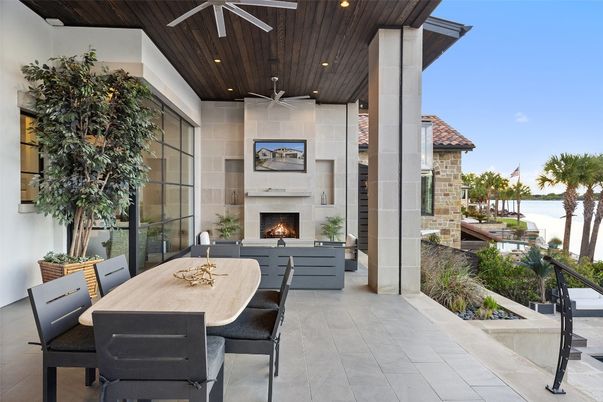 Exterior, Fireplace, Recessed Lighting, Water