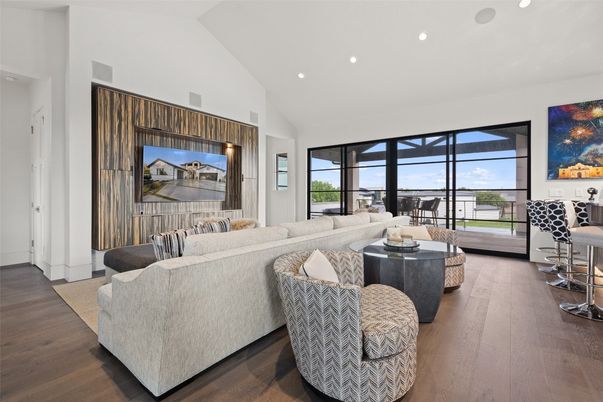 Interior, Living room, Recessed Lighting, Wood Texture Flooring