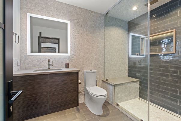 Bathroom, Glass Shower, Interior, Recessed Lighting