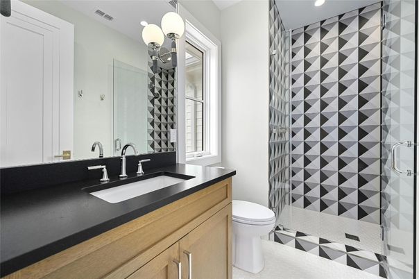 Bathroom, Glass Shower, Interior, Recessed Lighting