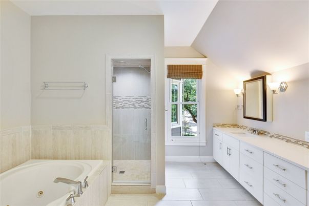 Bathroom, Dual Sink Vanities, Glass Shower, Interior