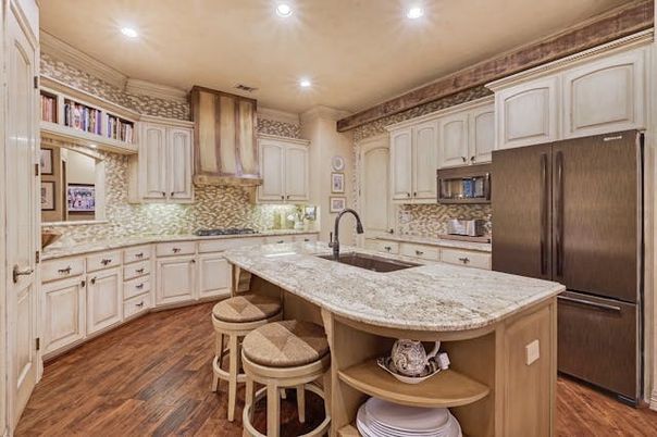 Interior, Kitchen, Recessed Lighting, Wood Texture Flooring