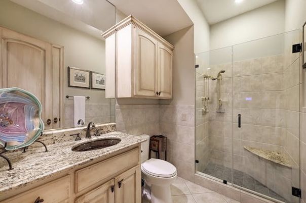 Bathroom, Glass Shower, Interior, Recessed Lighting