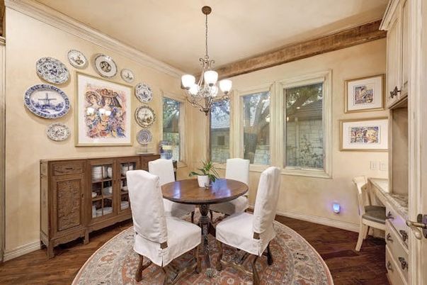 Chandelier, Dining room, Interior, Wood Texture Flooring