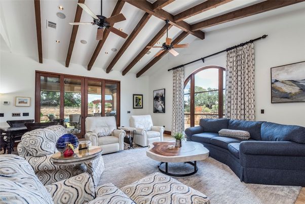 Interior, Living room, Recessed Lighting, Wooden Beams