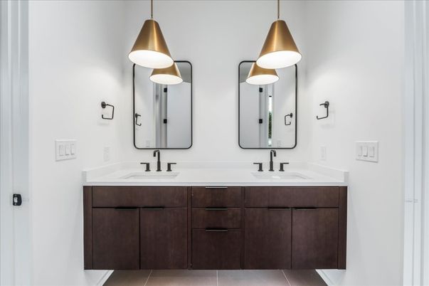 Bathroom, Dual Sink Vanities, Interior, Pendant Lights