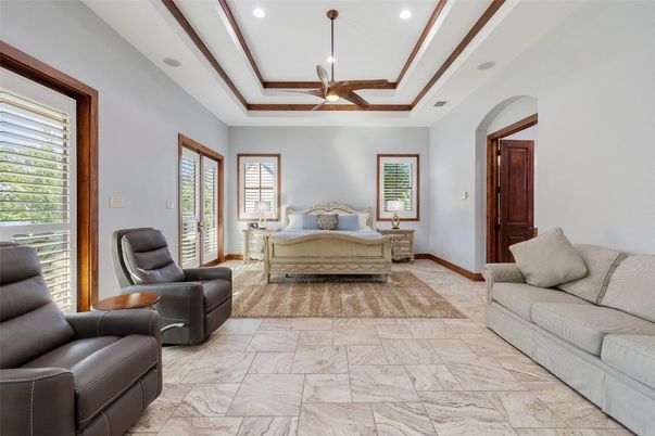 Bedroom, Interior, Marble, Recessed Lighting