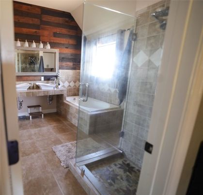 Bathroom, Glass Shower, Interior, Wooden Walls