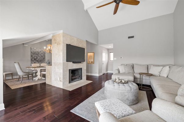 Chandelier, Dining room, Fireplace, Interior, Living room, Wood Texture Flooring