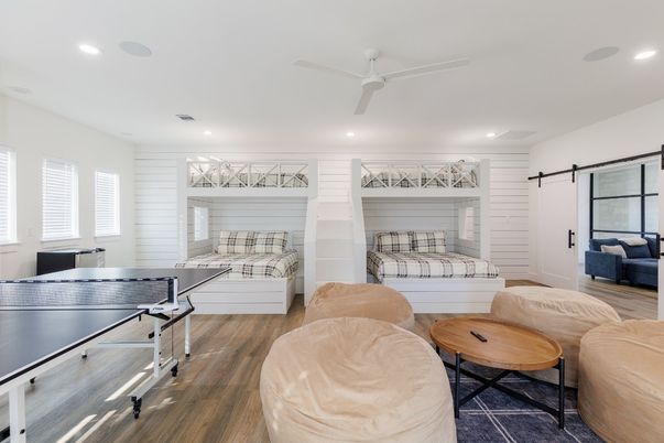 Bedroom, Game Room, Interior, Recessed Lighting, Wood Texture Flooring