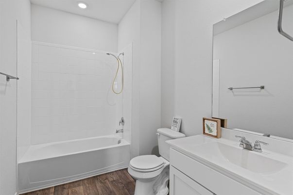 Bathroom, Interior, Recessed Lighting, Wood Texture Flooring