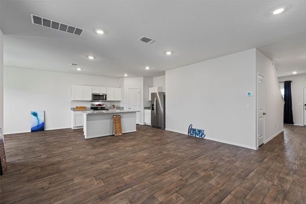 Interior, Kitchen, Recessed Lighting, Wood Texture Flooring