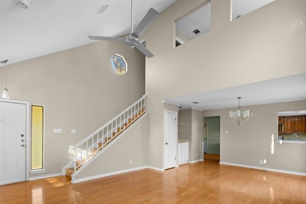 Chandelier, Empty room, Interior, Wood Texture Flooring