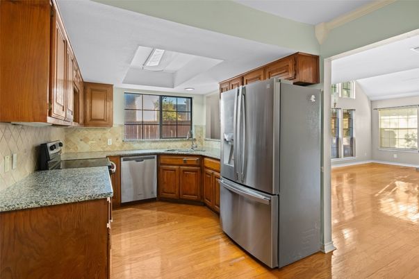 Interior, Kitchen, Recessed Lighting, Wood Texture Flooring