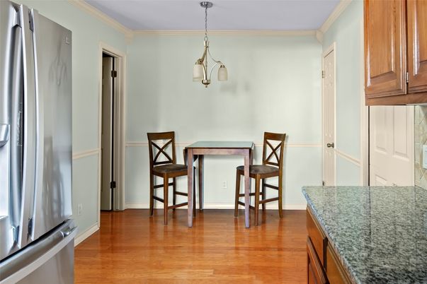 Interior, Kitchen, Pendant Lights, Stainless Steel Appliances, Wood Texture Flooring