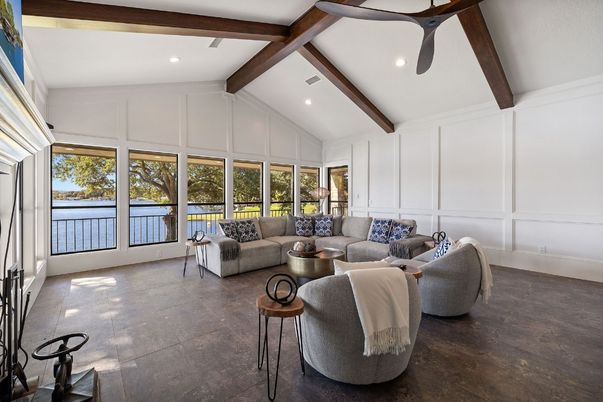 Interior, Living room, Recessed Lighting, Wooden Beams
