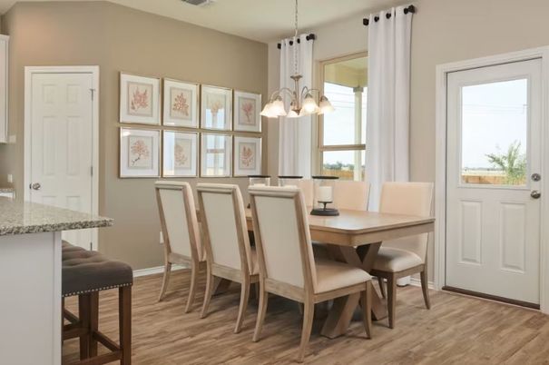 Chandelier, Dining room, Interior, Pendant Lights, Wood Texture Flooring