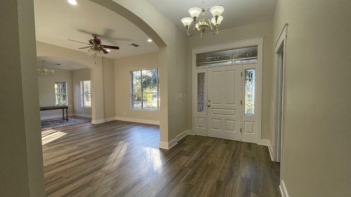 Chandelier, Interior, Recessed Lighting, Wood Texture Flooring