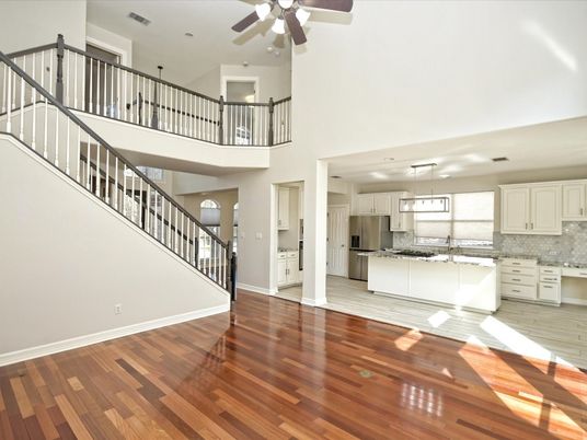 Interior, Kitchen, Pendant Lights, Stainless Steel Appliances, Wood Texture Flooring