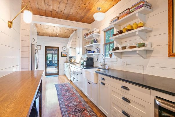 Interior, Kitchen, Pendant Lights, Stainless Steel Appliances, Wooden Ceilings, Wood Texture Flooring