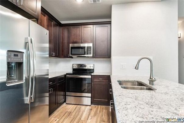 Interior, Kitchen, Stainless Steel Appliances, Wood Texture Flooring