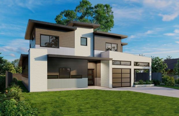 Attached, Backyard, Exterior, Facade, Modern