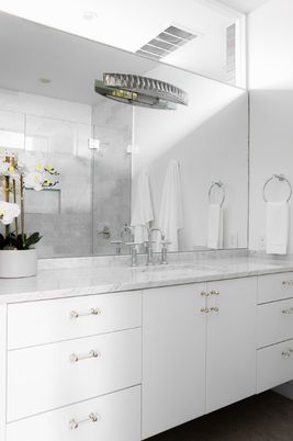 Bathroom, Dual Sink Vanities, Glass Shower, Interior, Recessed Lighting