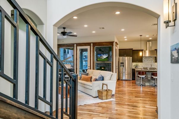 Interior, Kitchen, Living room, Pendant Lights, Recessed Lighting, Stainless Steel Appliances, Wood Texture Flooring