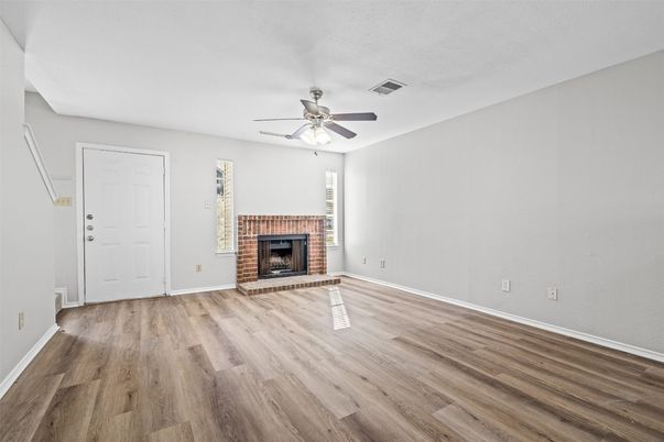 Empty room, Fireplace, Interior, Wood Texture Flooring