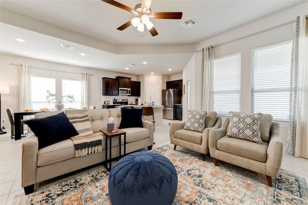 Dining room, Interior, Kitchen, Living room, Recessed Lighting, Stainless Steel Appliances