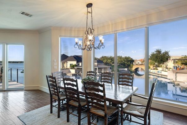 Chandelier, Dining room, Interior, Water, Wood Texture Flooring