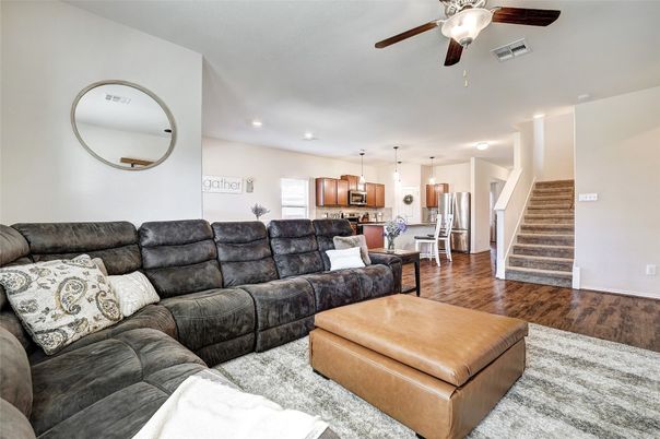 Interior, Kitchen, Living room, Pendant Lights, Recessed Lighting, Stainless Steel Appliances, Wood Texture Flooring