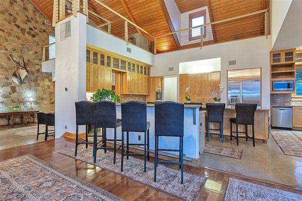 Interior, Kitchen, Stainless Steel Appliances, Stone Walls, Wooden Beams, Wooden Ceilings, Wood Texture Flooring