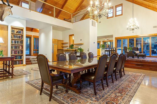 Chandelier, Dining room, Interior, Wooden Beams, Wooden Ceilings