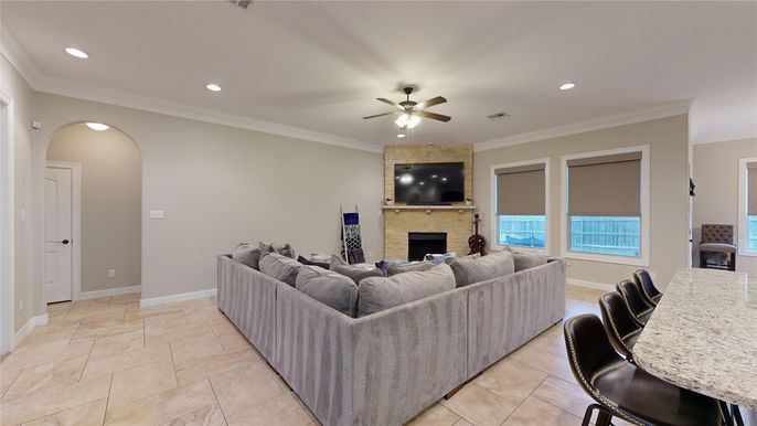 Fireplace, Interior, Living room, Recessed Lighting