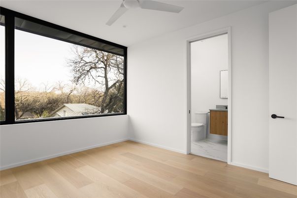 Bathroom, Interior, Marble, Recessed Lighting, Wood Texture Flooring