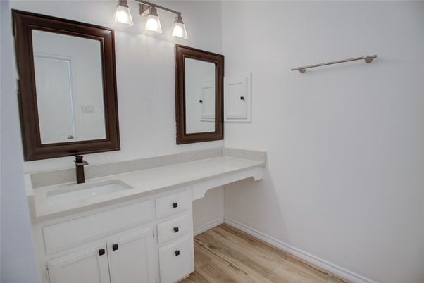 Bathroom, Dual Sink Vanities, Interior, Wood Texture Flooring