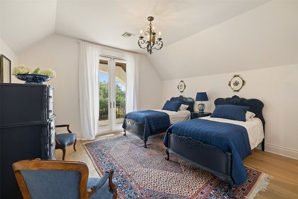 Bedroom, Chandelier, Interior, Wood Texture Flooring