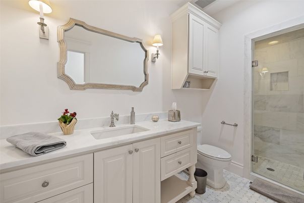 Bathroom, Glass Shower, Interior, Marble Walls