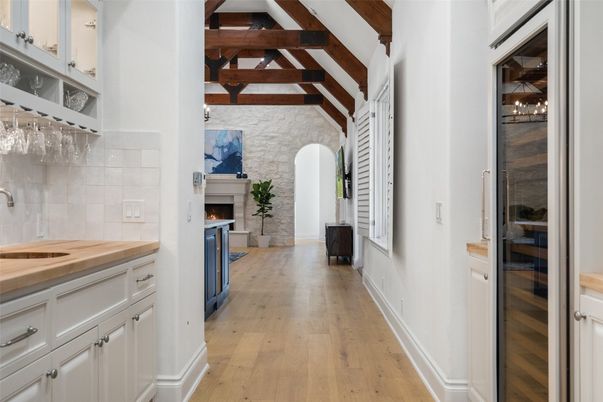 Fireplace, Interior, Pendant Lights, Stone Walls, Wooden Beams, Wood Texture Flooring