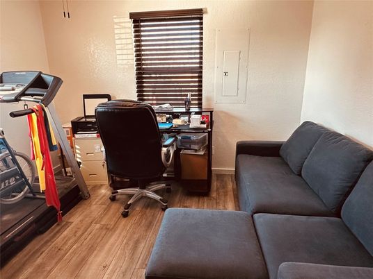 Fitness Equipment, Home Office, Interior, Wood Texture Flooring