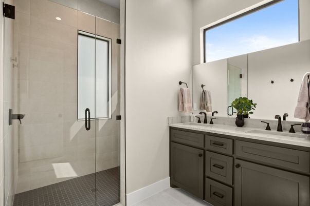 Bathroom, Dual Sink Vanities, Glass Shower, Interior