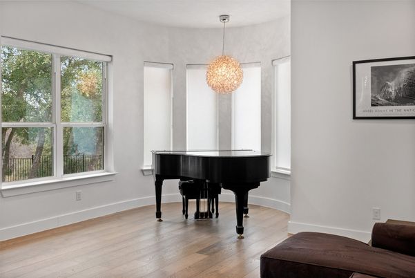 Interior, Pendant Lights, Piano, Wood Texture Flooring